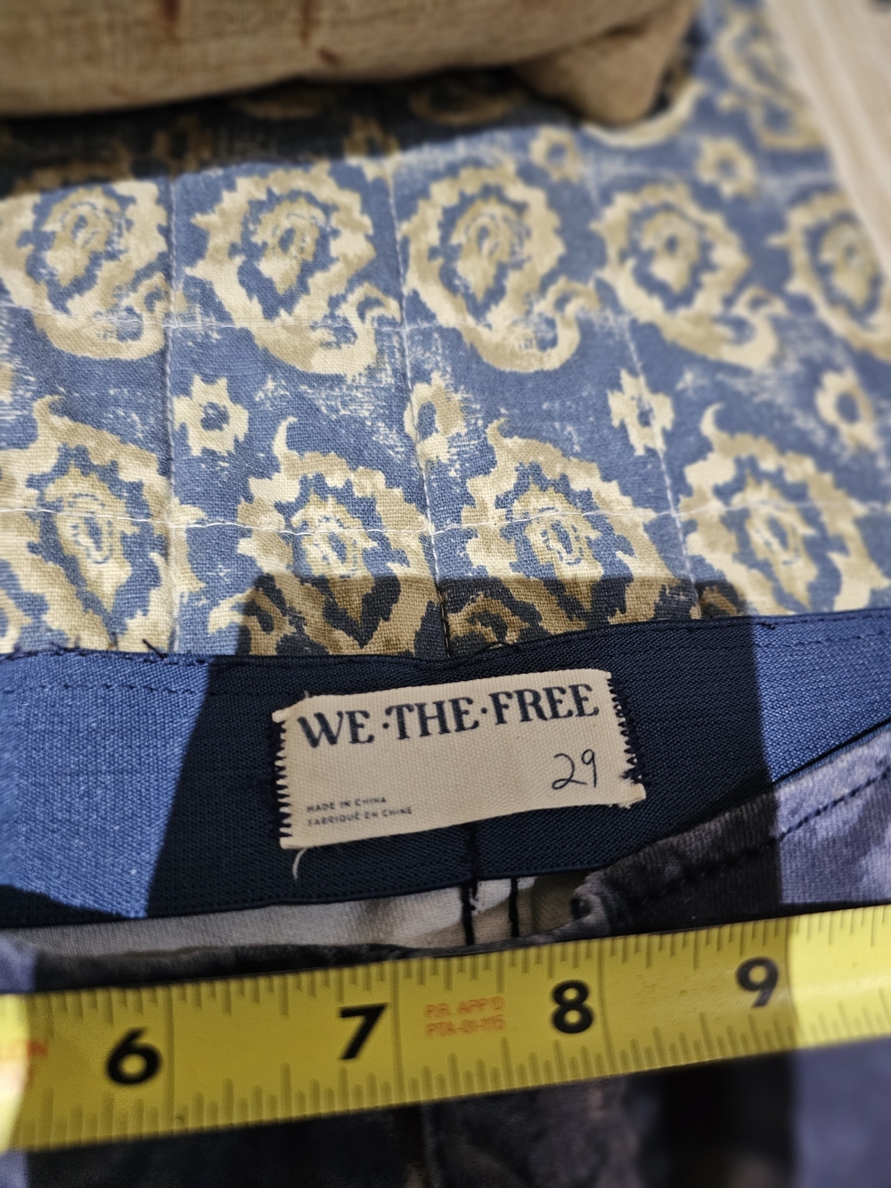 We The Free Blue and Cream Flower-Print Bell Bottoms - NWOT, Size 29 - Picture 4 of 6